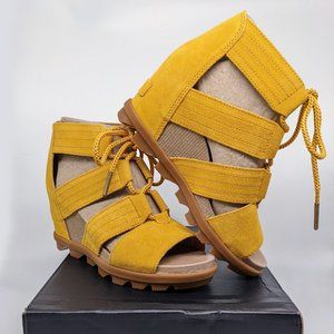 Sorel Women's Joanie II Lace Wedge Sandals; Golden Yellow